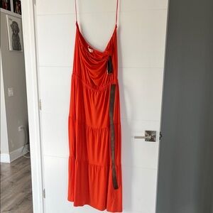 Elegant Orange Sleeveless Dress